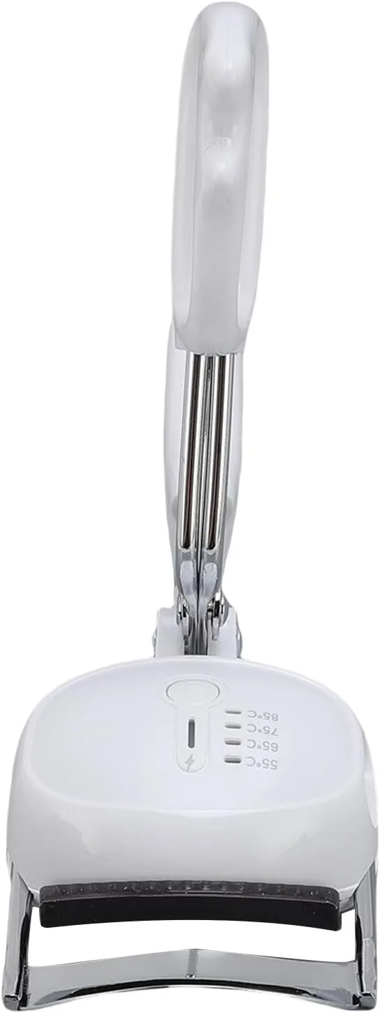 Temperature Settings Memory Function High Resiliency Handle For Travel Everyday Use split twice tow arc ABS Material (White) Heated Eyelash Curler Electric USB Fast Heat Up 4 