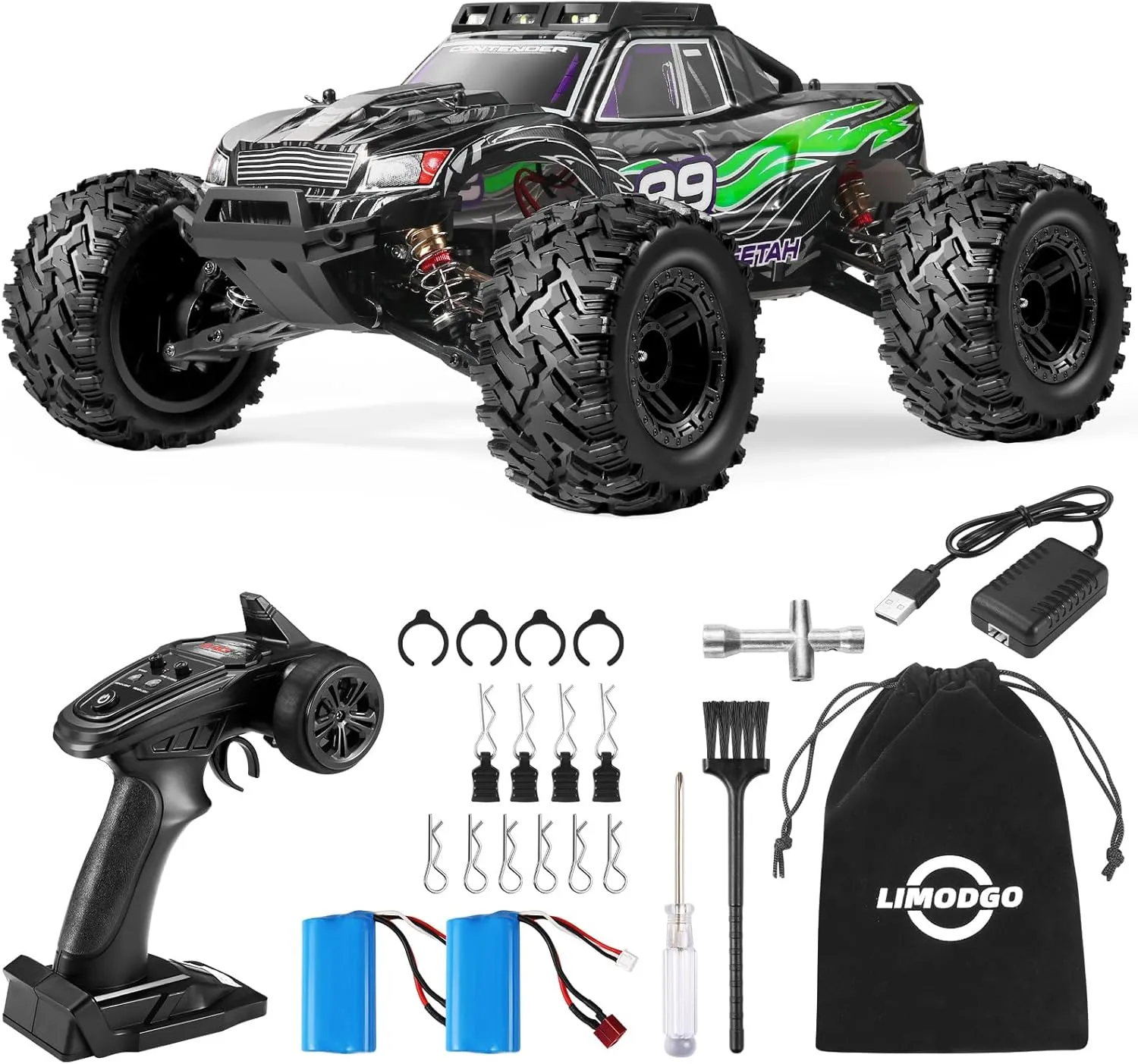 Terrain 2.4 Ghz Electric Hobby Rc Cars, 4WD Off Road Monster Truck for Adults-Green 1:10 Large Brush RC Car for Adults, Fast Remote Control Car, 28  MPH Rc Hobby Truck with overland announce locomotive just percolate deep Headlights, All 