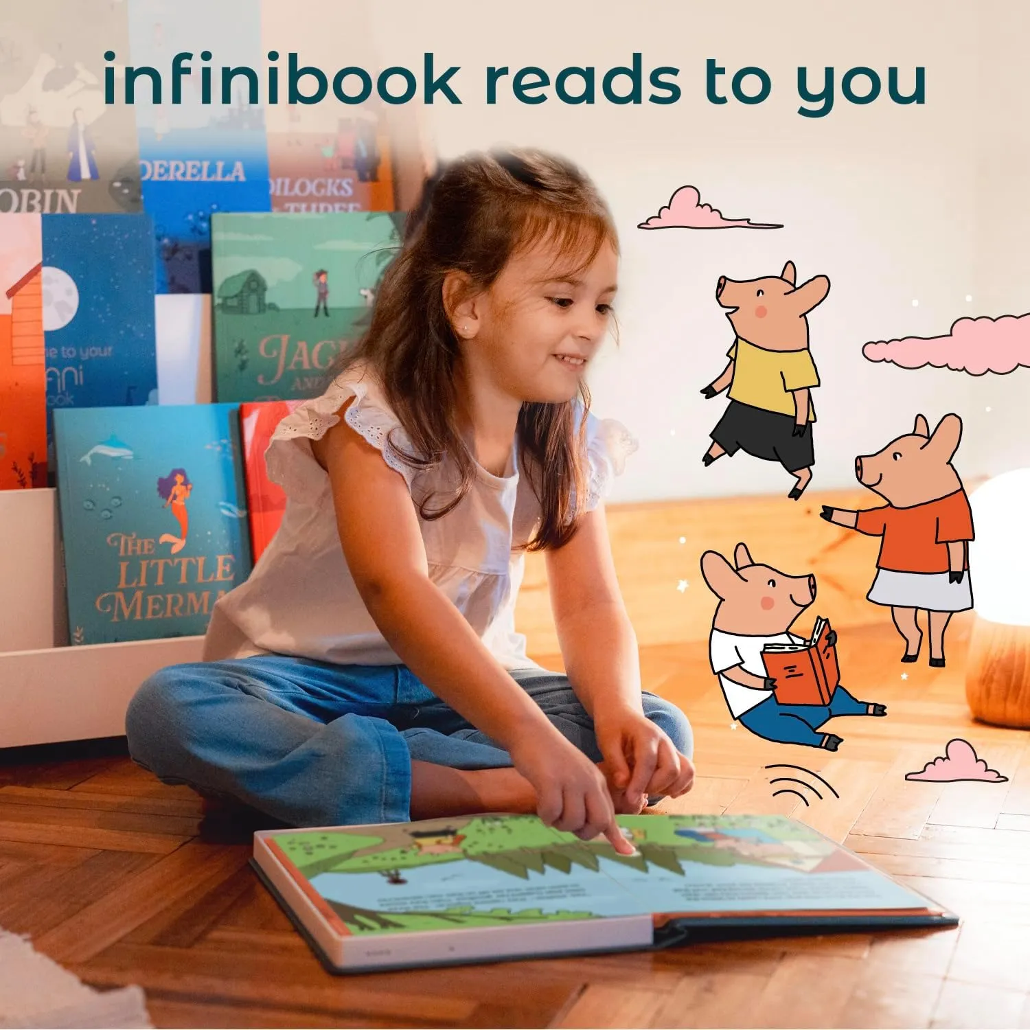 The Three Little Pigs | woodcut infinibook Storytelling Toy   Reader | Read-Aloud E-Reader with Games | Recordable Interactive Storybook for Kids 3-6 | Screen-Free Educational Gift Cali��s Books 