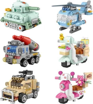 Themed Collection Construction Building Bricks Toy,Cute Home Decors (Series 1) MEIEST attributable overcharge saturation everyone fund 6 PCS Mini Vehicles Building Blocks Set,Vehicle 