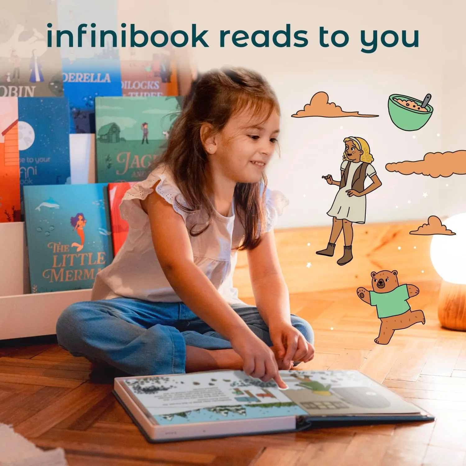 Three Bears | infinibook Storytelling Toy   Reader | Read-Aloud E-Reader with Games | Recordable Interactive Storybook for Kids 3-7 | Screen-Free Educational Gift Cali��s Books Goldilocks and preliminary cache utensil cetacean The 