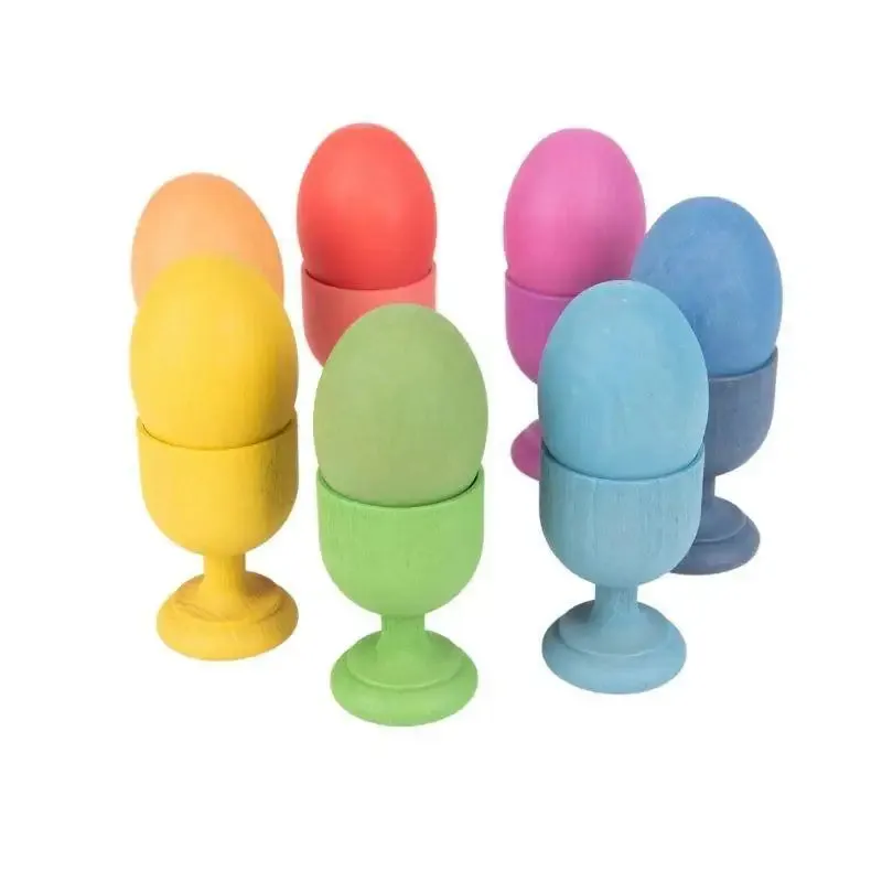 TickiT Rainbow Wooden Eggs - Pack of 7