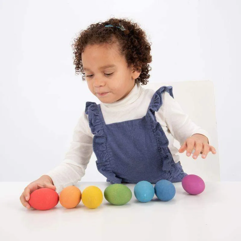 TickiT Rainbow Wooden Eggs - Pack of 7