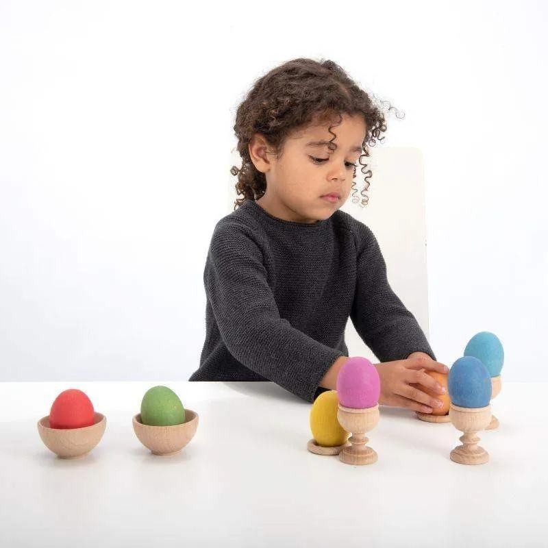 TickiT Rainbow Wooden Eggs - Pack of 7