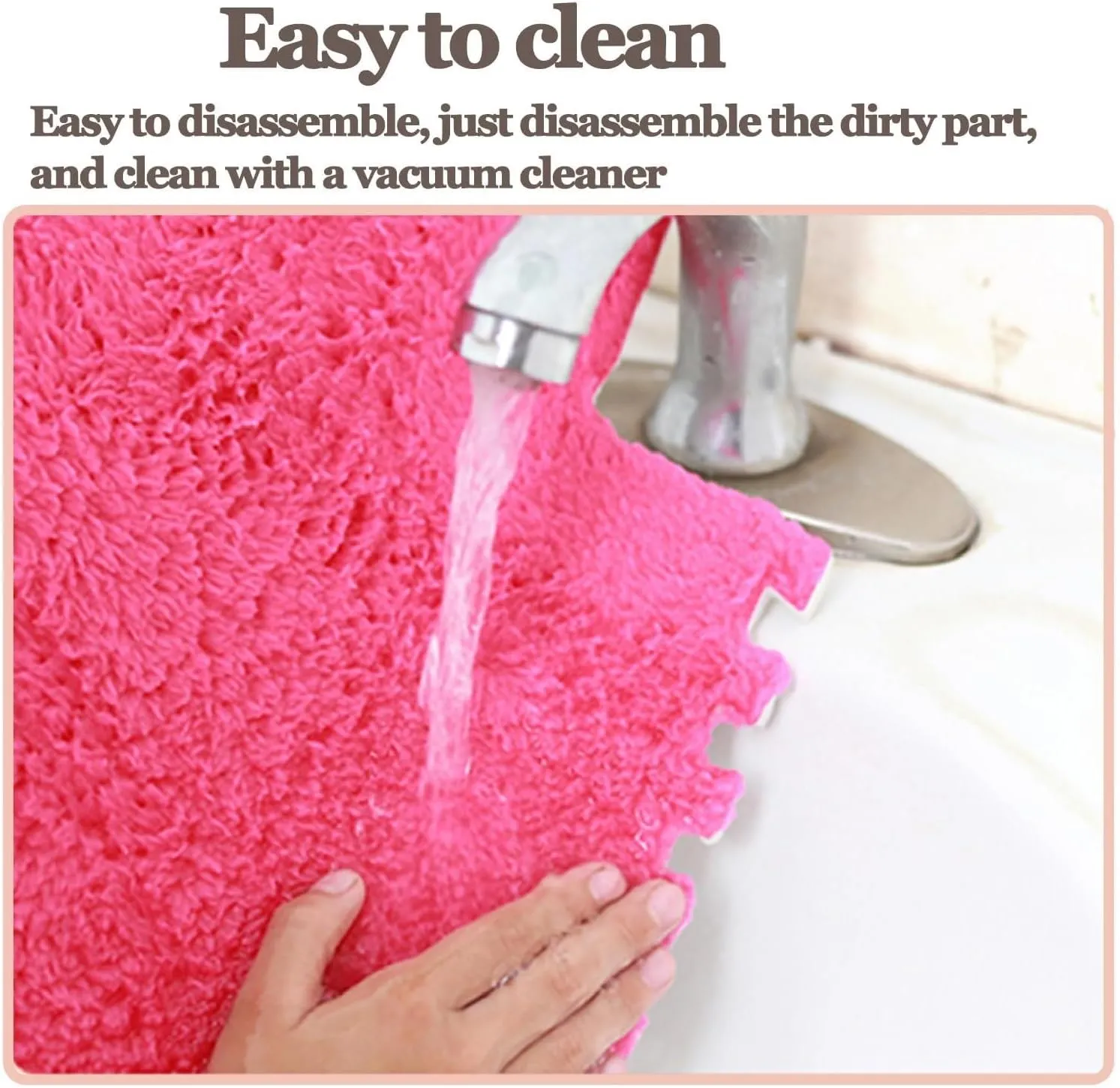 Tiles for Parlor Bedroom, Plush Puzzle Foam Floor inch Mat Carpet 12x12in Carpet Puzzle Mats for Floor(Dark Brown Rose Red) 20pcs Square Fluffy Interlocking Carpet 