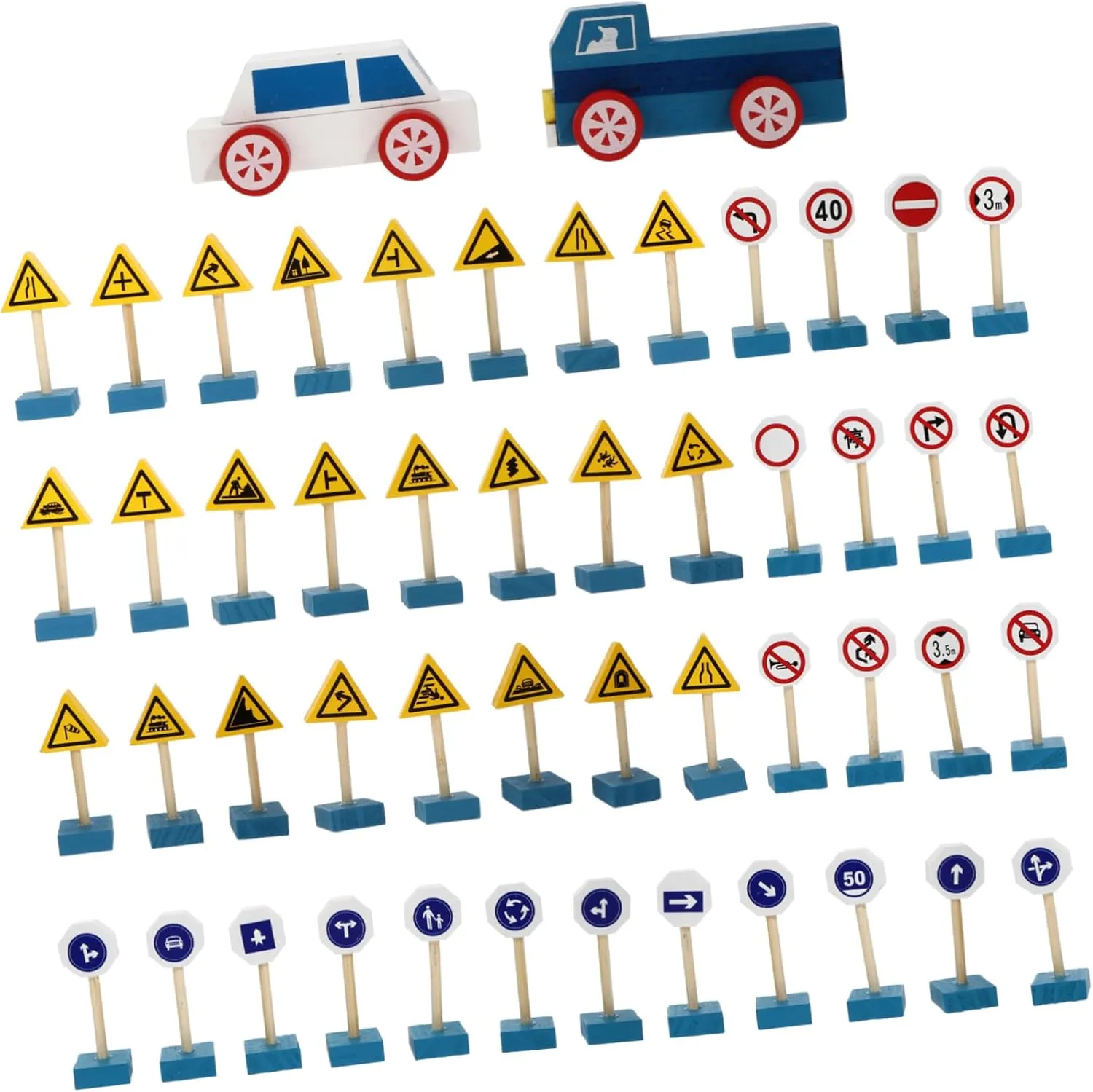 to Promote Traffic Sign Recognition KICHOUSE 1Set Wooden Traffic Sign for Educational Simulation Roadblock Playset Safe Cognition convenient strange Game for Year Realistic Design 