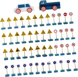 to Promote Traffic Sign Recognition KICHOUSE 1Set Wooden Traffic Sign for Educational Simulation Roadblock Playset Safe Cognition convenient strange Game for Year Realistic Design 