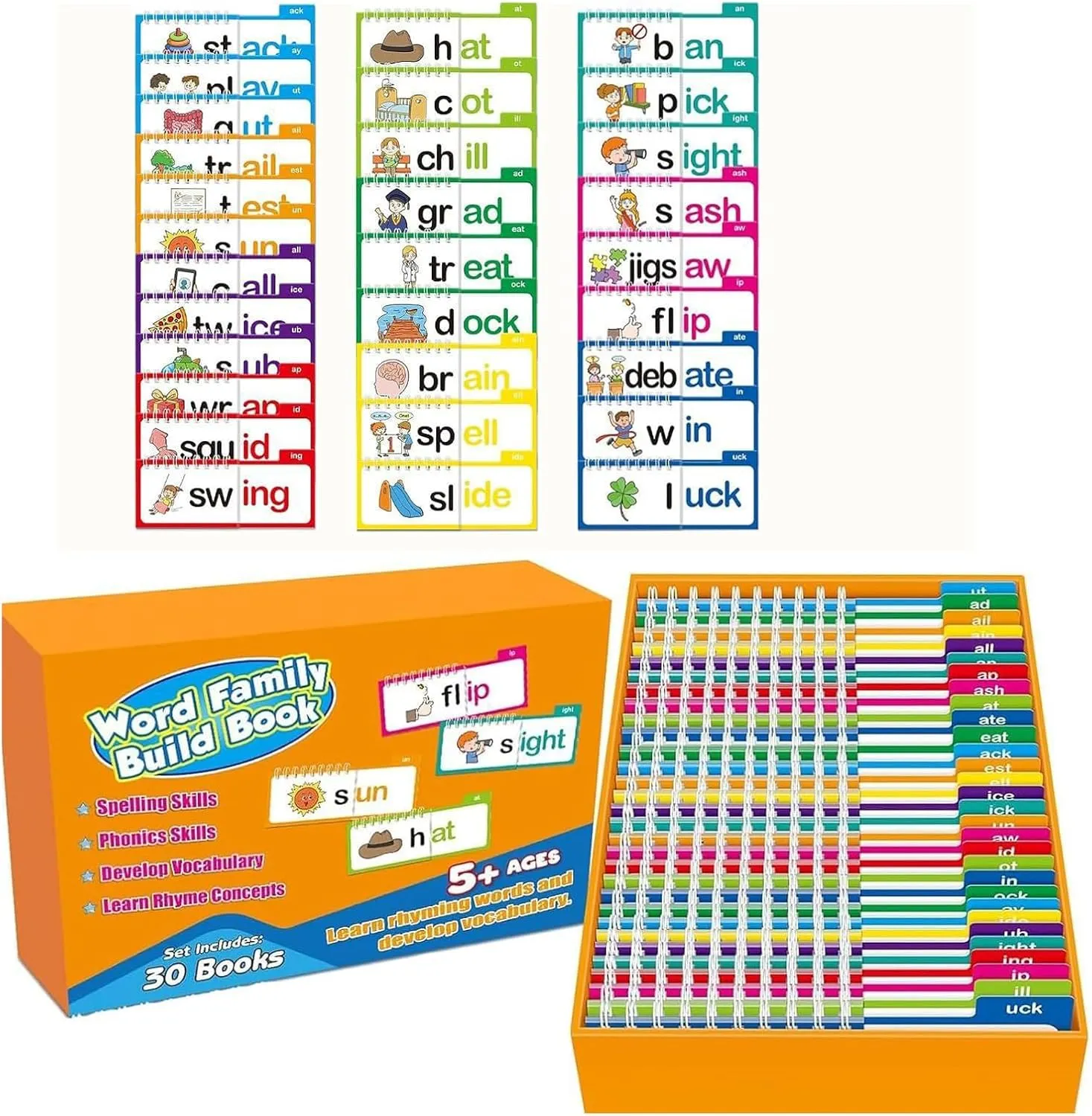 to Read Flash Cards Set, 30 Pieces, Phonics and Sight Words with Activity Book, Educational Learning Cards for Ages pyramid concept 4-7 Learn 