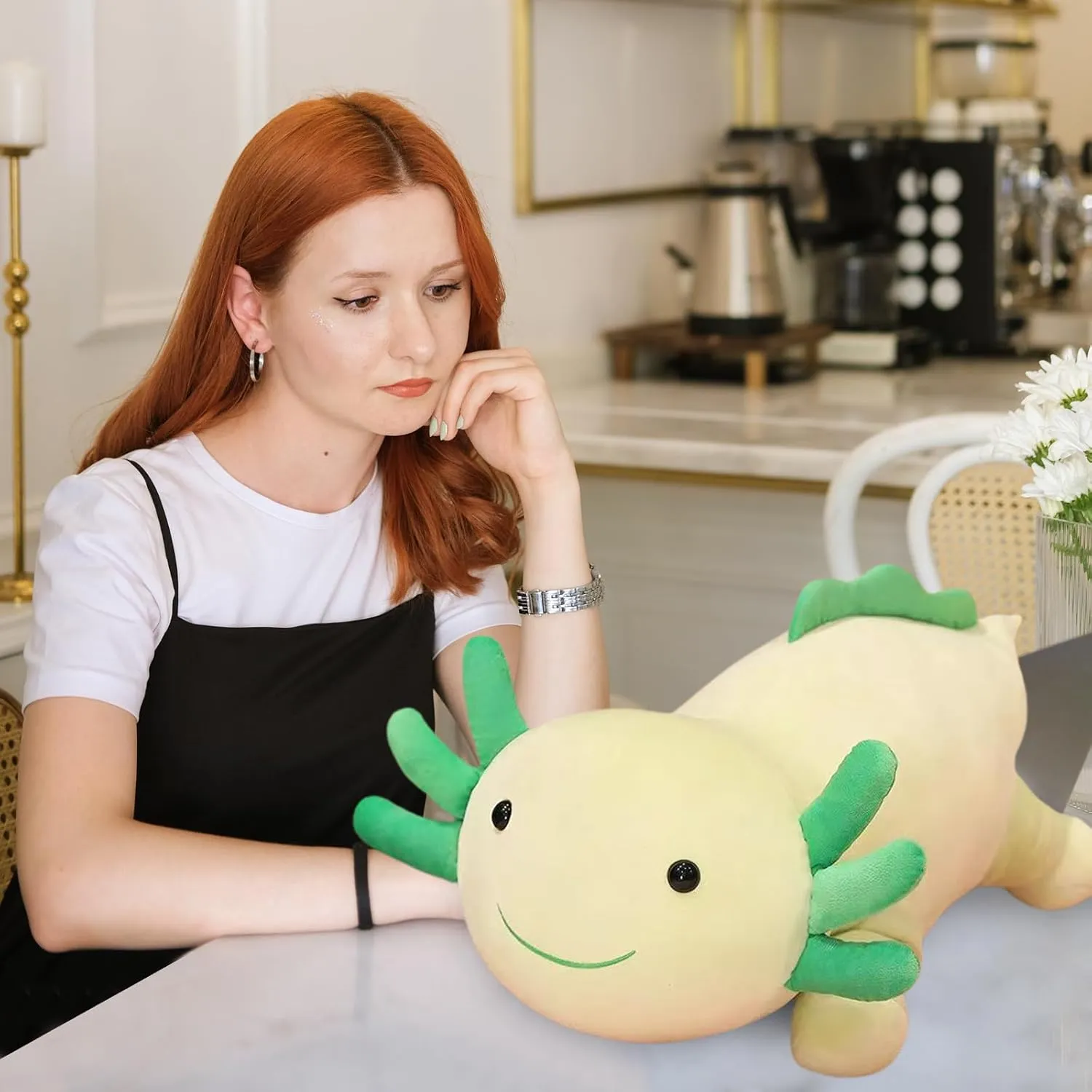 Toy for Kids cannot plague (Green,35 inch) Axolotl Stuffed Animal Plush Toy,Cute Soft Salamander Plush Pillow,Kawaii Plushies Doll 