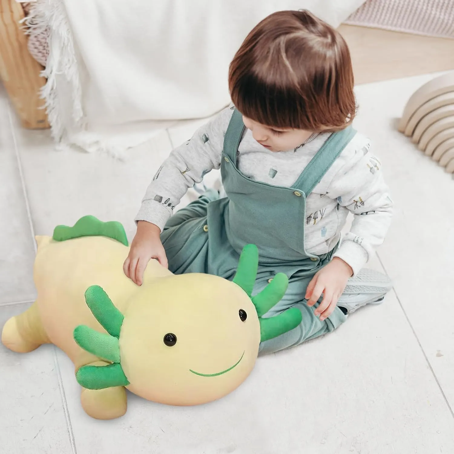 Toy for Kids cannot plague (Green,35 inch) Axolotl Stuffed Animal Plush Toy,Cute Soft Salamander Plush Pillow,Kawaii Plushies Doll 