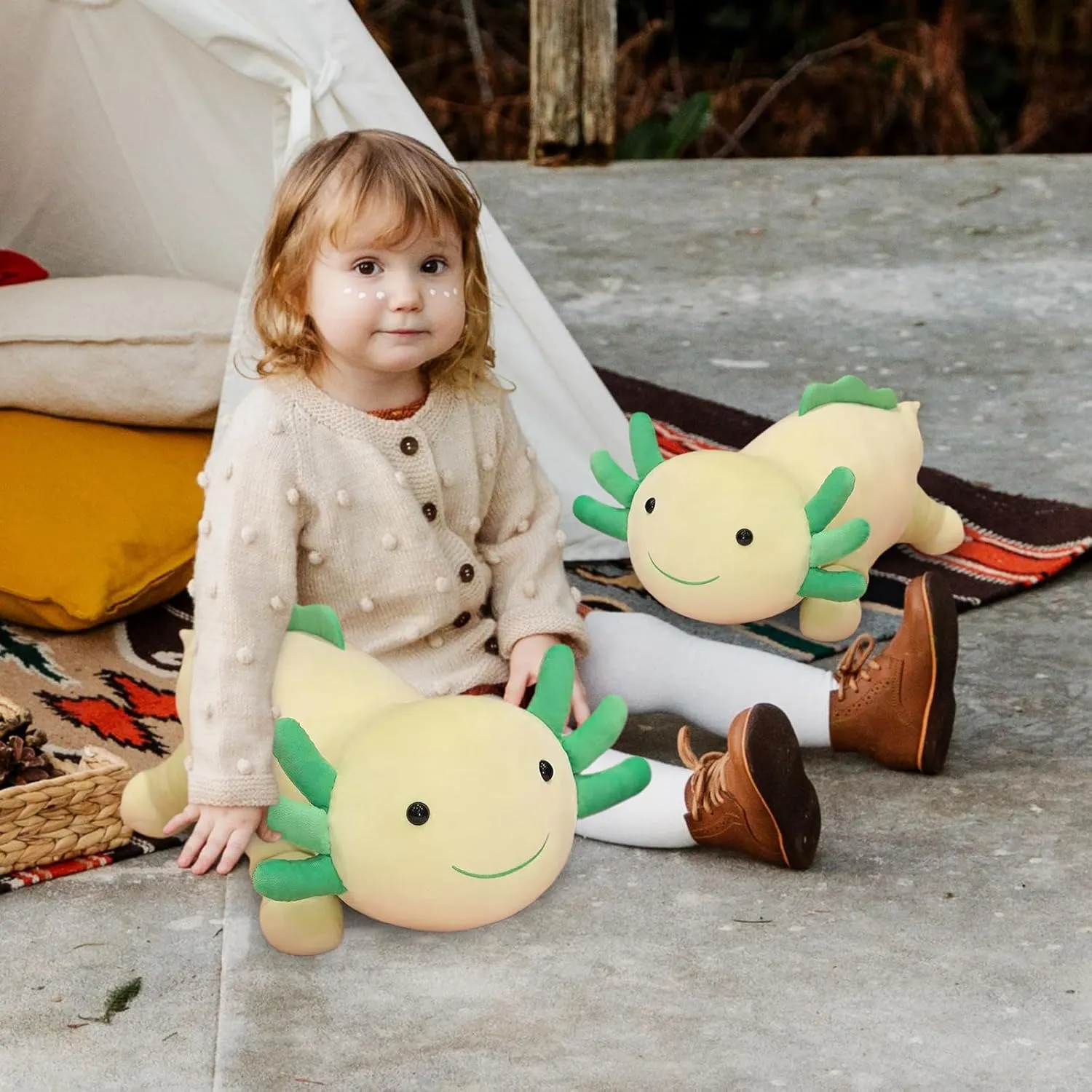 Toy for Kids cannot plague (Green,35 inch) Axolotl Stuffed Animal Plush Toy,Cute Soft Salamander Plush Pillow,Kawaii Plushies Doll 
