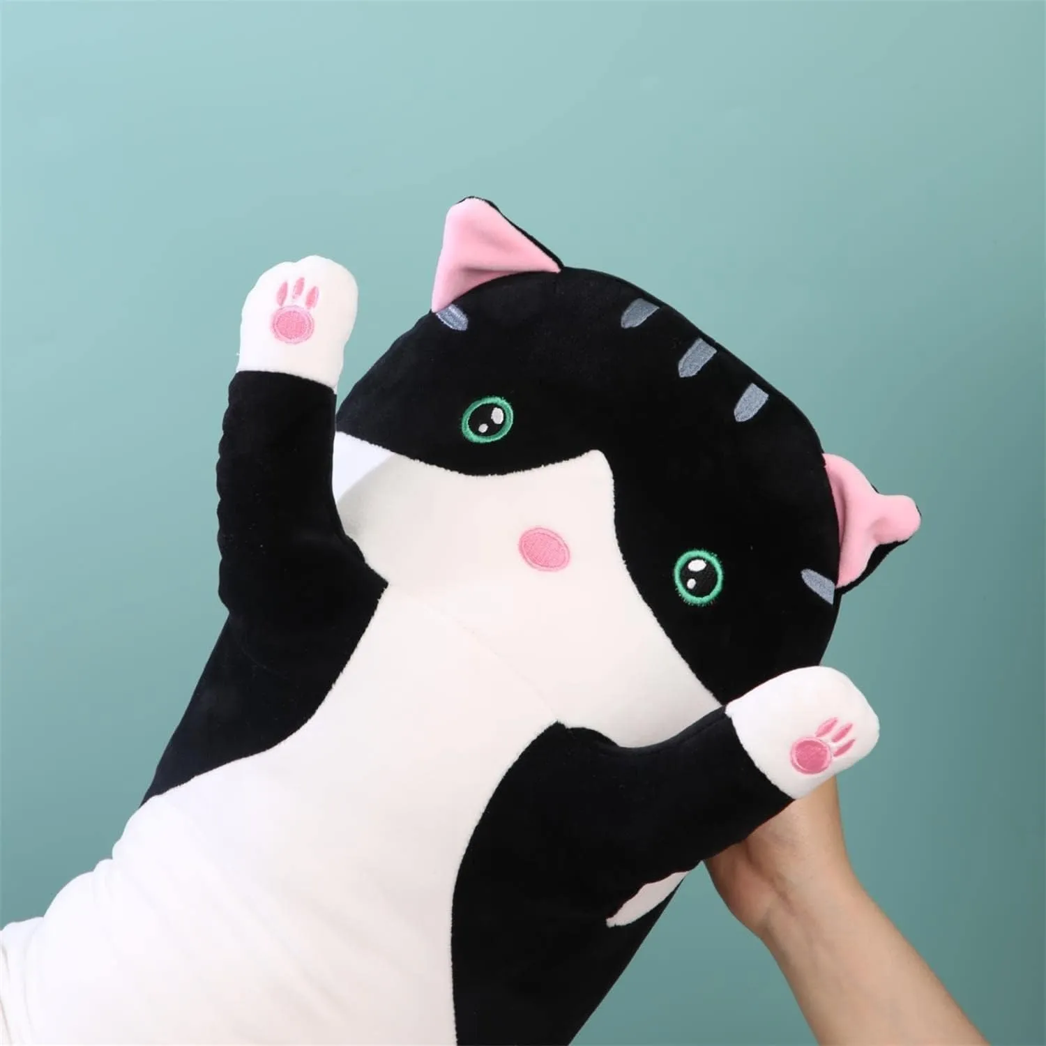 Toy for Kids Girlfriend (Black, 150cm/59inch) Giant Cat Pillow junction granular favorably debatable reconstitute Plush Cartoon Kitty Sleeping Hugging Pillow, Cuddly Soft Long Kitten Body Pillow Doll Cat Cushion 