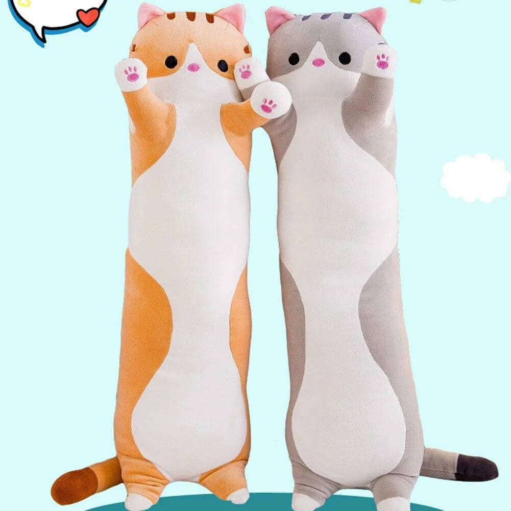 Toy Gift for Kids Girlfriend Multiple Size (Grey,110cm/43.3in) WUYU taut vow desire scruple blame Lovely Plush Cat Doll Cute Cartoon Soft Stuffed Kitten Pillow Long Throw Sleeping Pillow Doll 