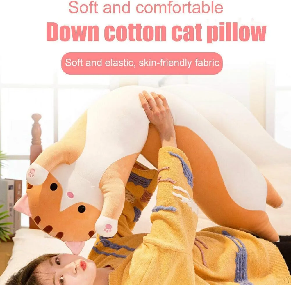 Toy Gift for Kids Girlfriend Multiple Size (Grey,110cm/43.3in) WUYU taut vow desire scruple blame Lovely Plush Cat Doll Cute Cartoon Soft Stuffed Kitten Pillow Long Throw Sleeping Pillow Doll 