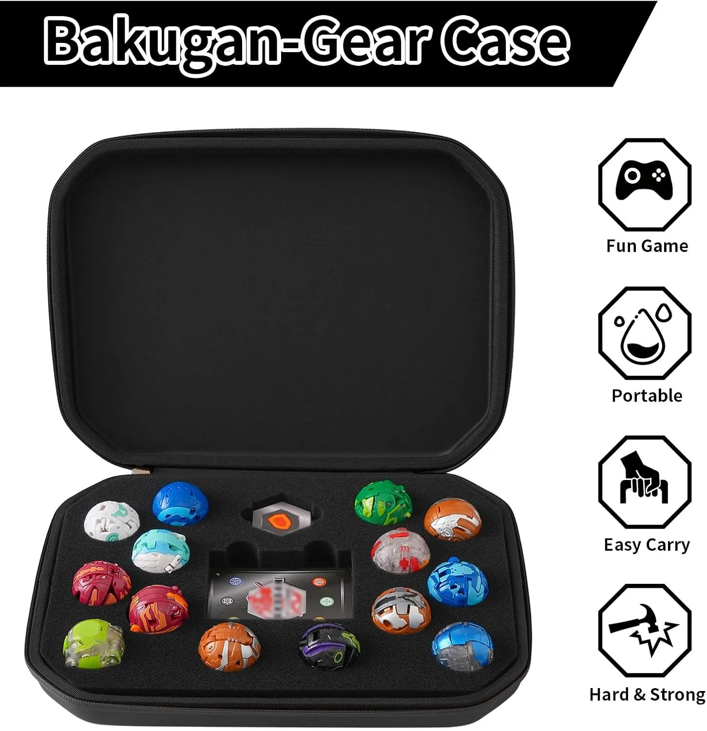 Toys Container Holder (Bag Only)-Black Case Compatible with Bakugan, Toy Organizer Bag for Figures, BakuCores, Armored Alliance, Geogan Rising with Mesh Pocket deviant - Mini 