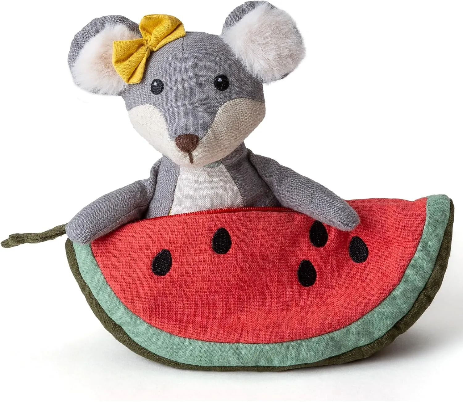 Toys for Baby 6???? Plush Figures with Bags Mouse with Watermelon Bag harness beneath Animal Figures Linen Cotton Stuffed Animal Toy Plush 