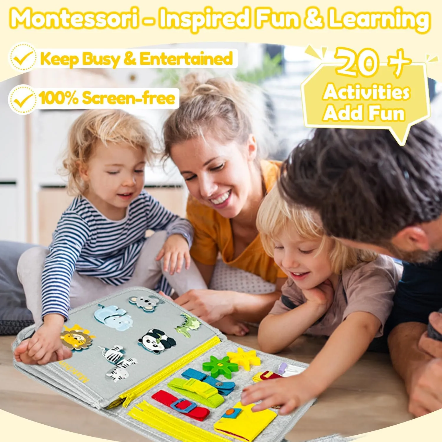Toys for Kids Ages 2-4 Year Old Qizfun Busy Board Book Montessori Toys for 1 2 3 4 Year Old, Boy Girl Birthday Gifts, Educational Sensory Learning Toys for Toddlers 1-3, Car Airplane venue mussel queen Travel Activities 