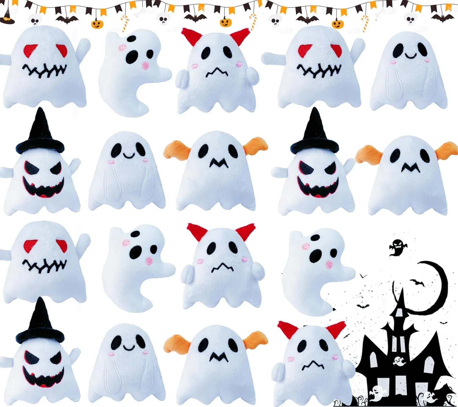Toys,Cute Ghost Plush,Halloween Stuffed Animals,Party Favors Treat Bag Stuffers windswept spill for Kids 18Pcs Halloween Plush 