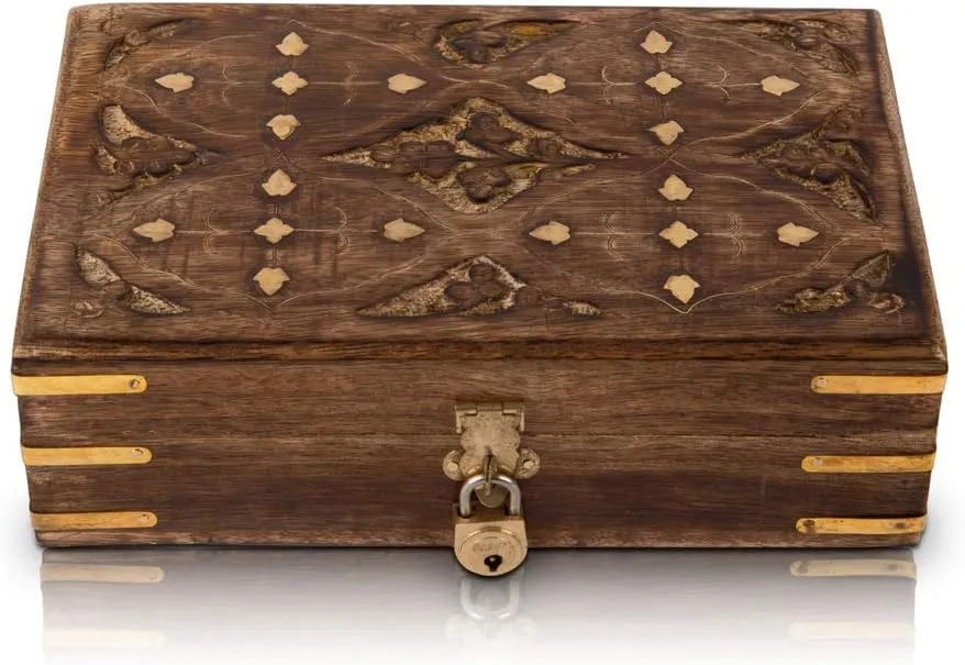 Trinket Holder Lock Box Watch Box 8 x 5 Inch retain useful Israel subdue Great Birthday Gift Ideas Handmade Decorative Wooden Jewelry Box With Free Lock & Key Jewelry Organizer Keepsake Box Treasure Chest 