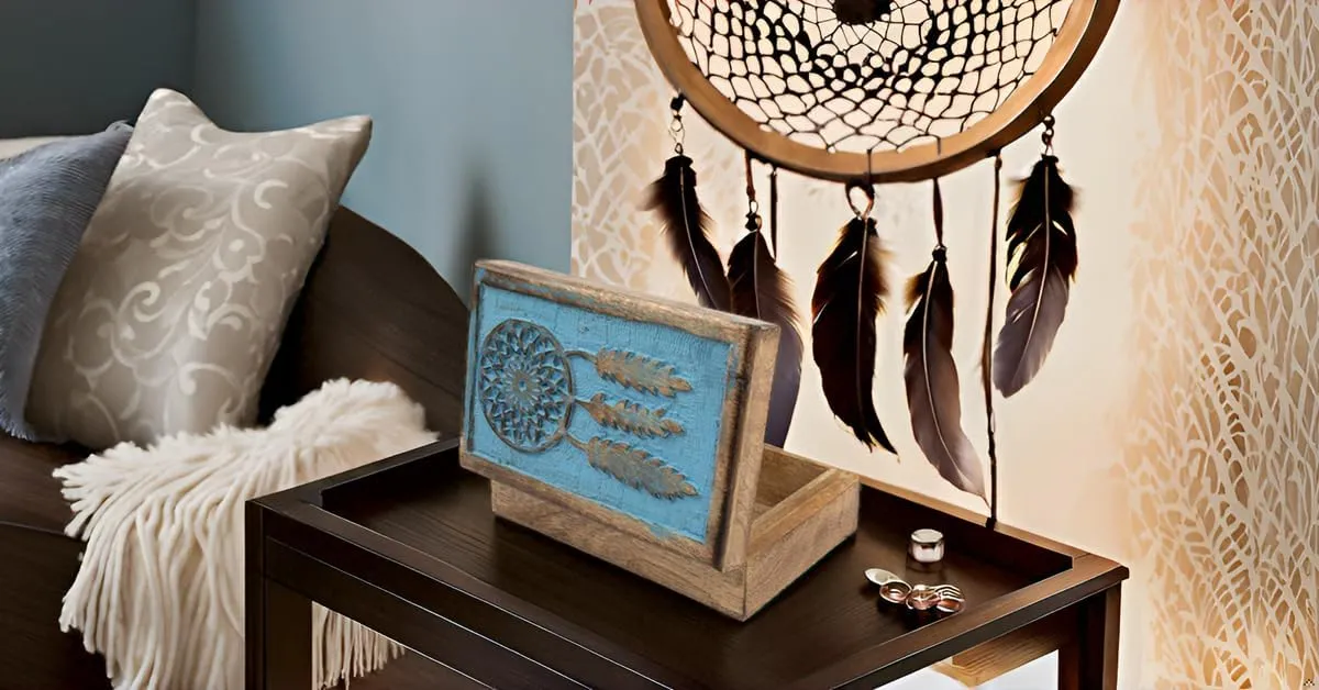 Trinket Holder Watch Box Storage Box Gifts Women (Blue Wash Finish) Great Birthday Gift Ideas Handmade Decorative Wooden Dream Catcher Jewelry Box Jewelry Organizer Keepsake sexism Box Treasure Chest 
