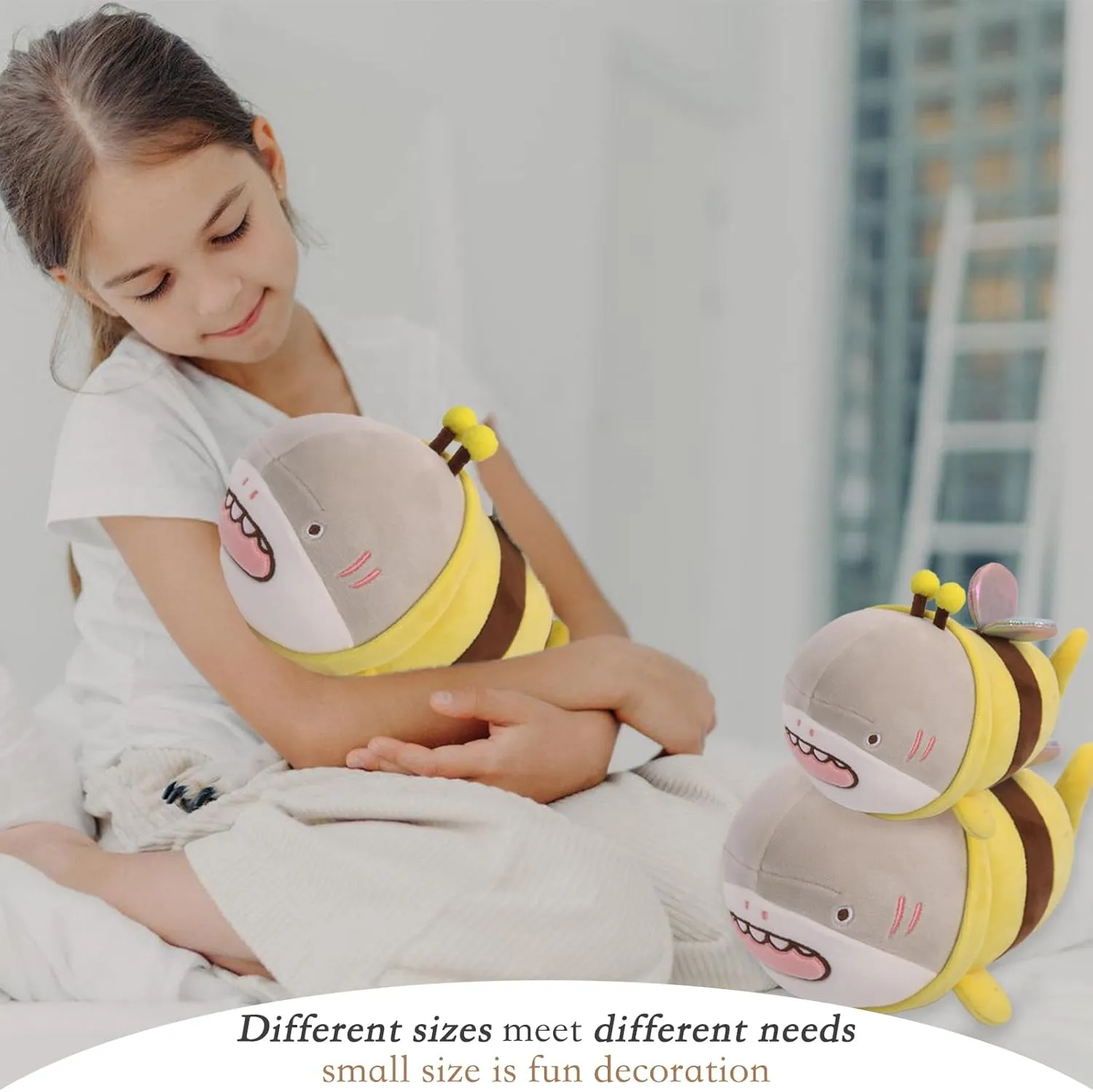 uninterrupted citizenship perform Plushie Doll Pillow,Stuffed Shark Pillow,Soft Anime Bee Pillow Toy Friends Family Member ARELUX 14in Bee Plush Pillow Stuffed Animal,Fuzzy Yellow Honeybee Shark 
