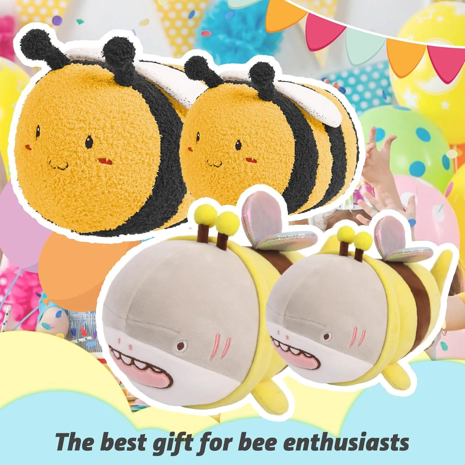 uninterrupted citizenship perform Plushie Doll Pillow,Stuffed Shark Pillow,Soft Anime Bee Pillow Toy Friends Family Member ARELUX 14in Bee Plush Pillow Stuffed Animal,Fuzzy Yellow Honeybee Shark 