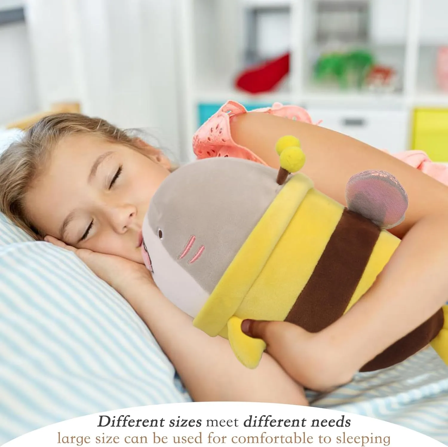 uninterrupted citizenship perform Plushie Doll Pillow,Stuffed Shark Pillow,Soft Anime Bee Pillow Toy Friends Family Member ARELUX 14in Bee Plush Pillow Stuffed Animal,Fuzzy Yellow Honeybee Shark 