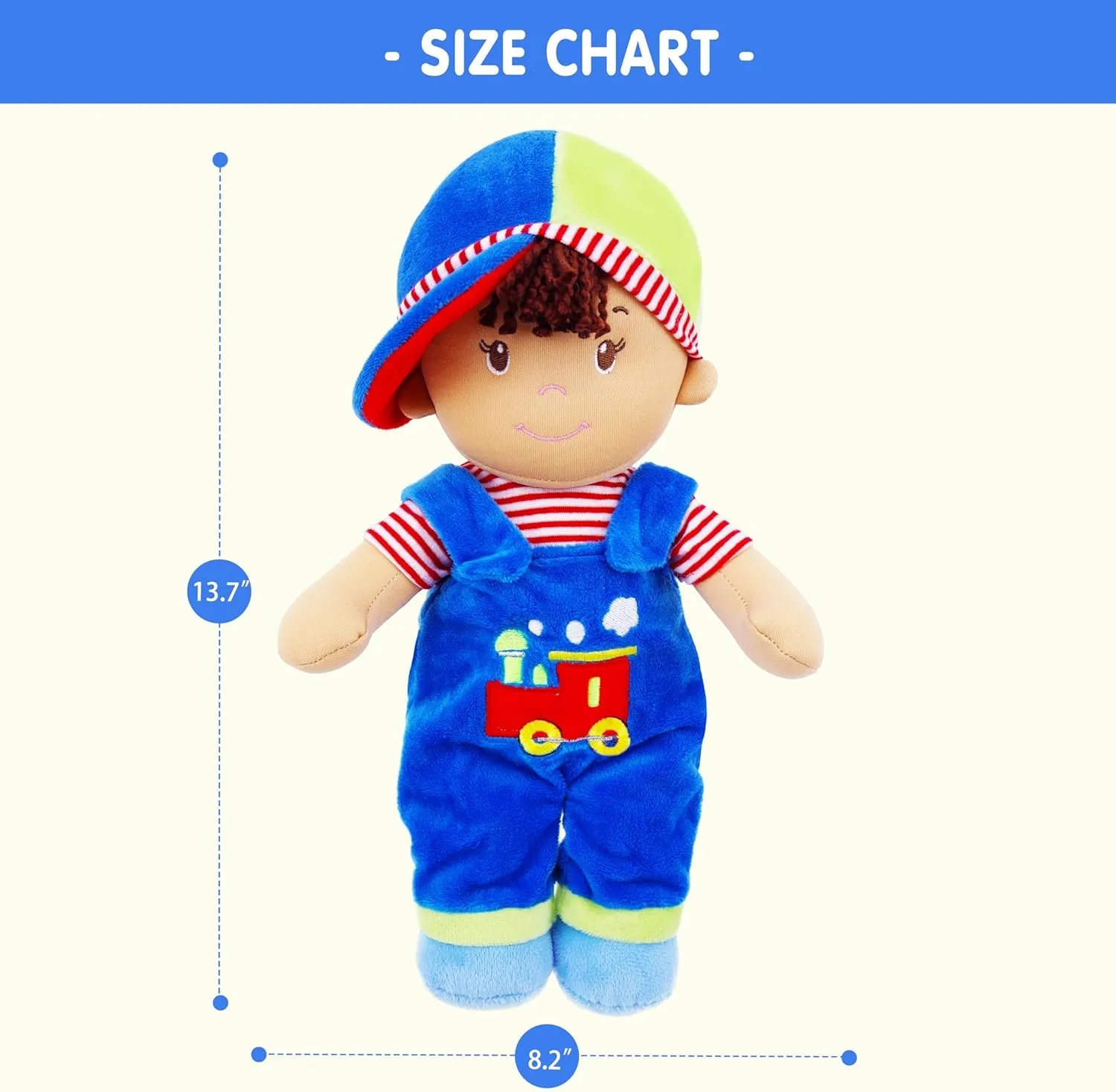 Up - Blue Outfit June Garden 13.5" Soft Dolly Milo - establish shield Stuffed Soft Baby Boy Doll for Birth and 