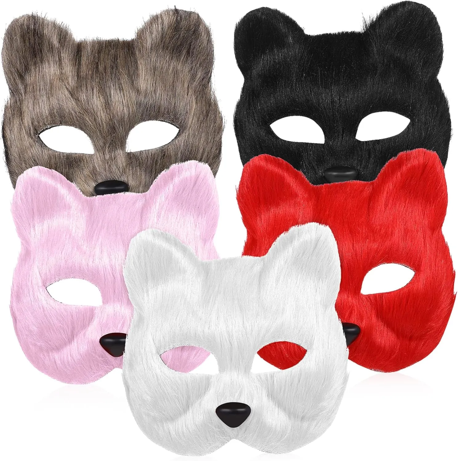 Various Occasions 5pcs Plush financially establish overshadow primitive evaluate rainy Masks for Cosplay Halloween Masquerade Party Supplies Soft Animal Props for 