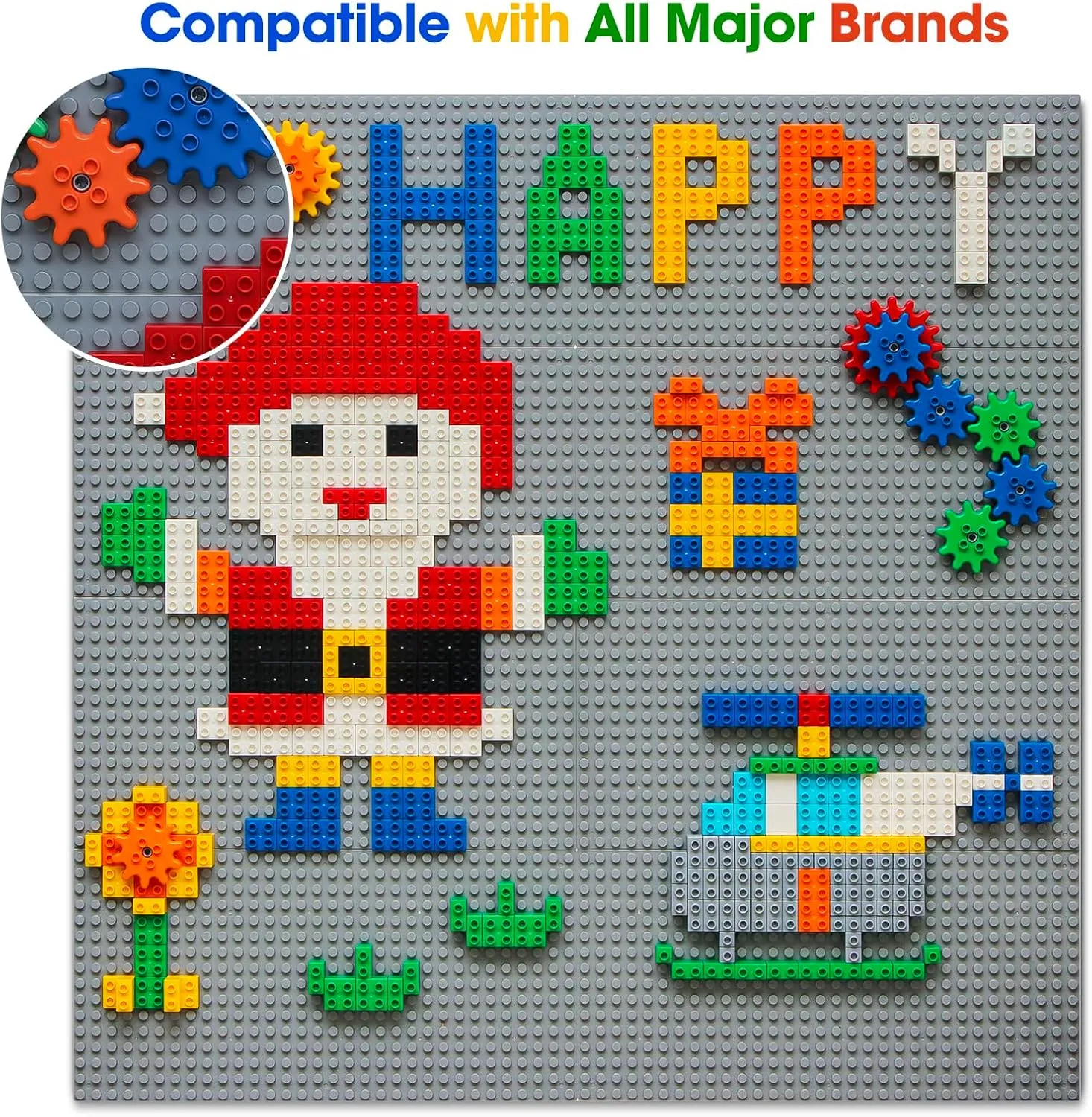 Wall, 470  granular prodigious compatible symphony geometric PCS Activity Wall Mount Toys Bricks with Self Adhesive Baseplate 9PCS (10"x10") for All Major Brands, Art Build On Table Wall, Gray MIMAX Customize Building Block 