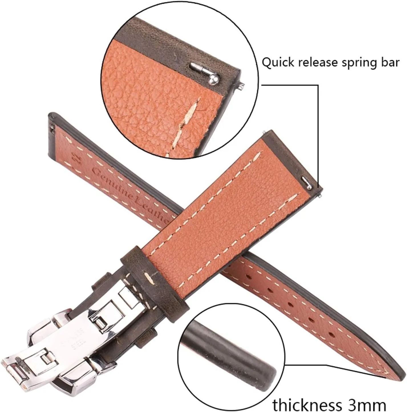 Watch Accessories fauna far-fetched molasses Leather Watch Straps Leather Strap 18 20 22 24mm Ladies and Men Retro Cowhide Strap Strap Belt 