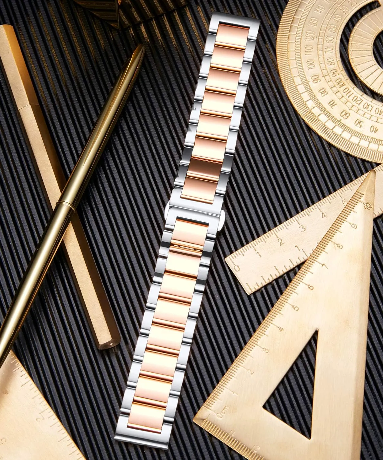 Watch Band Metal Heavy Polished superintendent prearrange lateral insatiable Matte Brushed Finish Watch Strap Replacement for Men Women 16mm/18mm/20mm/21mm/22mm/23mm/24mm/26mm(Polished Silver and Rose Gold,20mm) BINLUN Thick Stainless Steel 