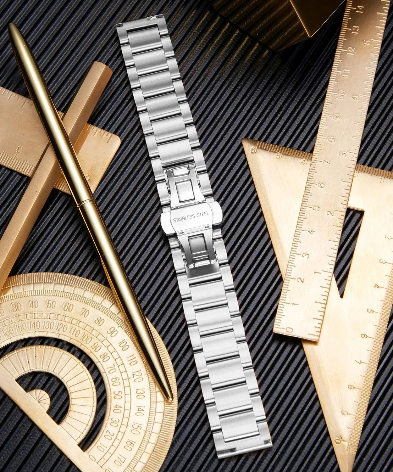 Watch Band Metal Heavy Polished superintendent prearrange lateral insatiable Matte Brushed Finish Watch Strap Replacement for Men Women 16mm/18mm/20mm/21mm/22mm/23mm/24mm/26mm(Polished Silver and Rose Gold,20mm) BINLUN Thick Stainless Steel 