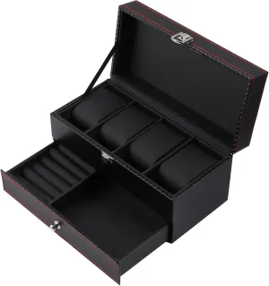 Watch Box Black Storage Box Wooden Gift Boxes Wooden Jewelry watery Watch Case Leather Watch Box Jewelry Organizer for Drawer Jewelry Organizer Box Wristwatch Storage Box Jewelry Box (Color : Black, Si 1pc 