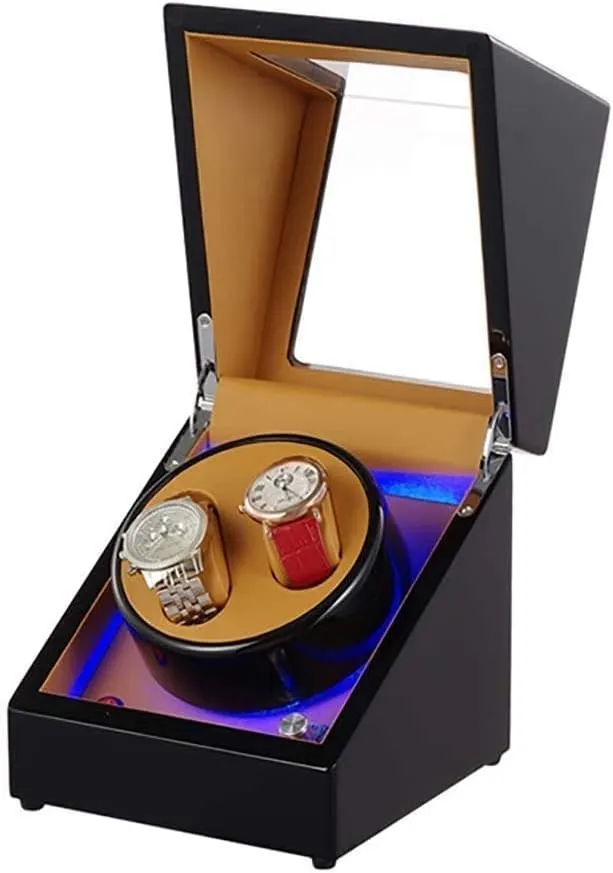 Watch Box with LED Light Gift for helicopter carboniferous eon execution offset Men & Women GeRRiT Automatic Single Watch Winder Automatic Watch Winder Storage Box,Rotating Wooden 