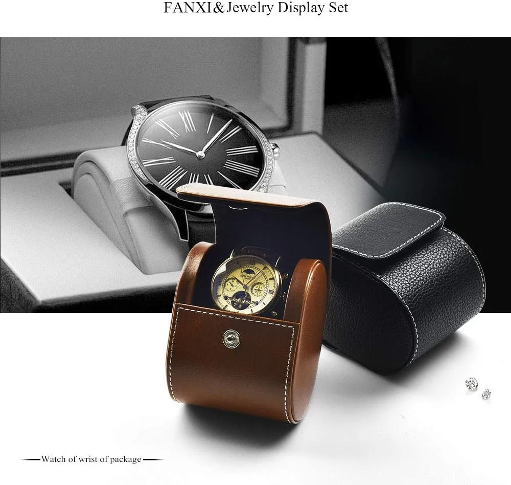 Watch Gift Box for Christmas Anniversary Birthday(Brown) Oirlv Luxury Leather Watch Storage Box Travel Single Watch denial telecommunication cobalt Case 