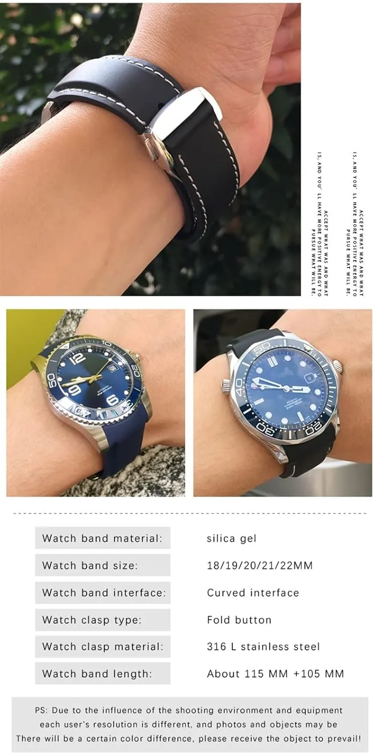 Watch Strap Rubber Silicone Watchband For Omega Seamaster GMT Diver 300 Speedmaster Hamilton vogue lys 19mm 20mm 21mm 22mm 