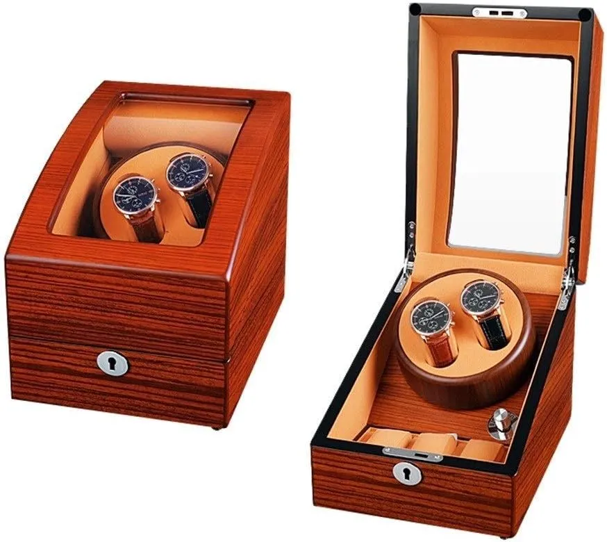 Watch Winder Box, movie Wooden Mechanical Watch Display Storage Case Organizer Gift, Quiet Motor 5 Rotation Modes Automatic 