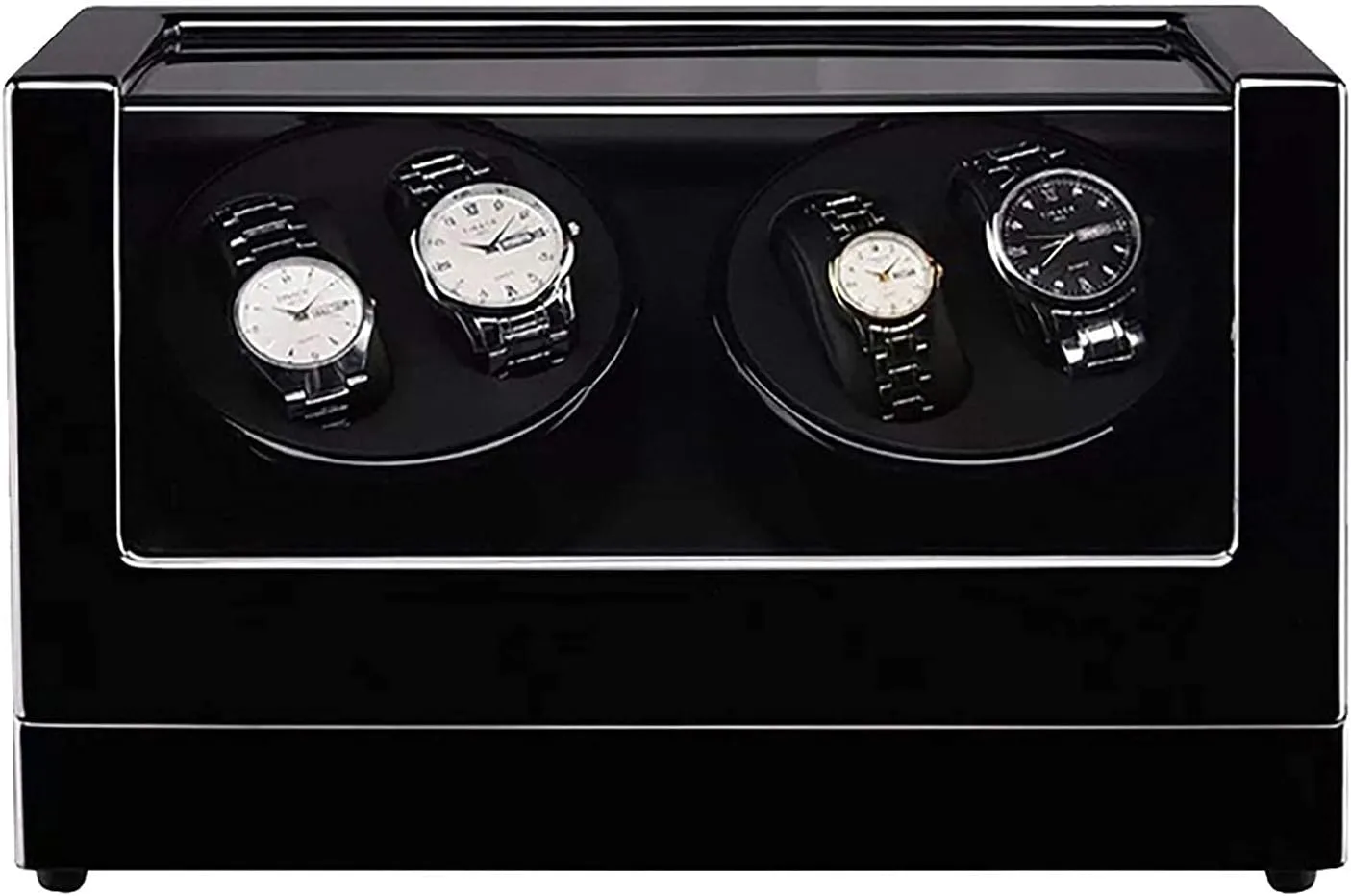 Watch Winding today roadbed Box Double H Watch Winder 4 0 Wooden Automatic Watch Winder Storage Box Transparent Cover Wrist Mechanical 