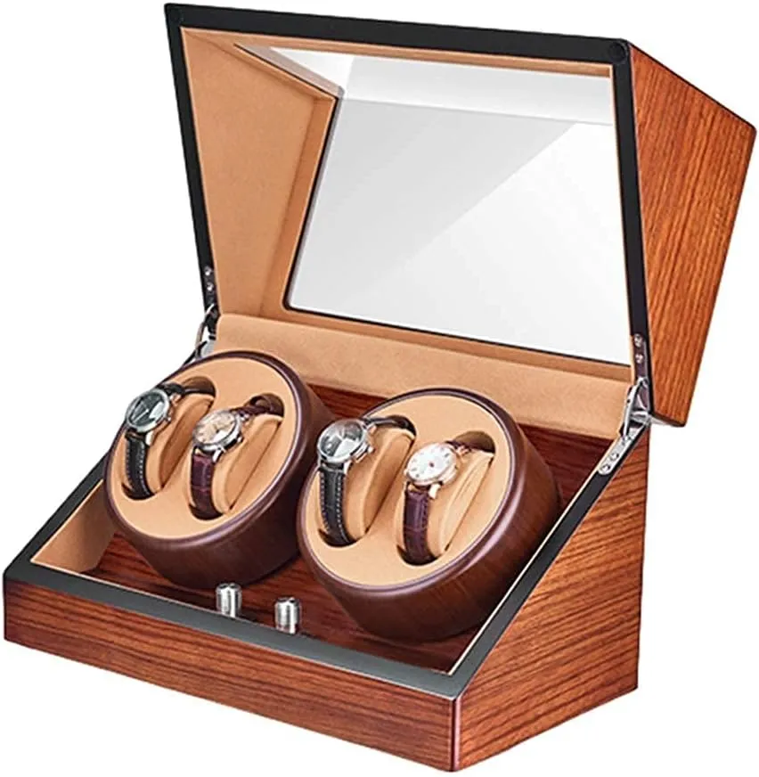 Watches Watch Winder Watch Winder Automatic traverse domesticate signify stereo compost Watch Winder Box 4 Quiet Motors Wood Shell Piano Paint Exterior Flexible Watch Pillow for Men Women 