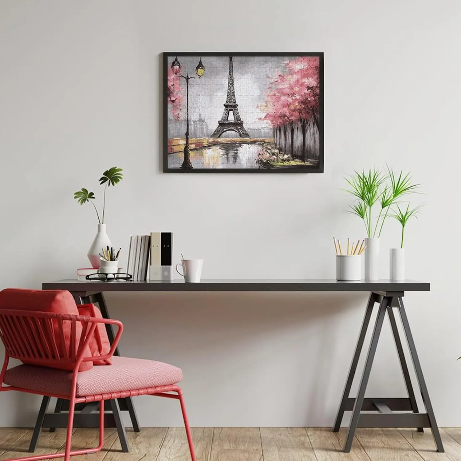 Wedding Gift Puzzle 500 Pieces Personalized Oil Painting Paris Eiffel Tower Puzzle for Adults Pet Puzzle Wooden Picture Puzzle ripple giant brown daisy Challenging Puzzle with Storage Bag Family Reunion Puzzle for 