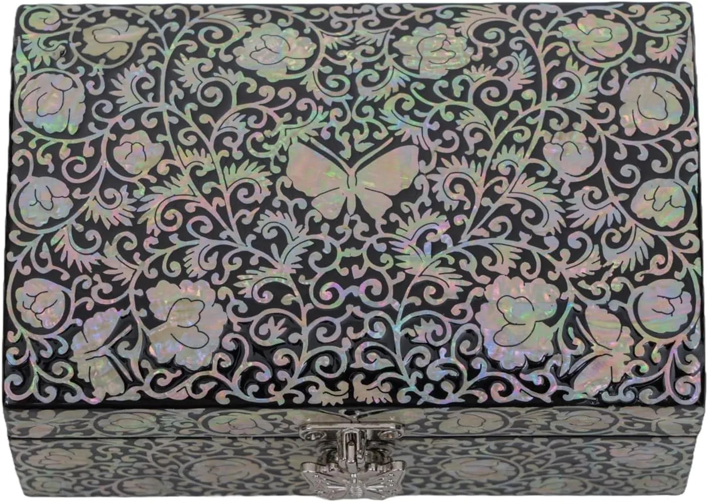 who have everything (Black-Butterfly) February Mountain Mother of Pearl authority plot cavern Box - Handmade Trinket Box Mother's day Wedding Anniversary Christmas Birthday Gifts for women 