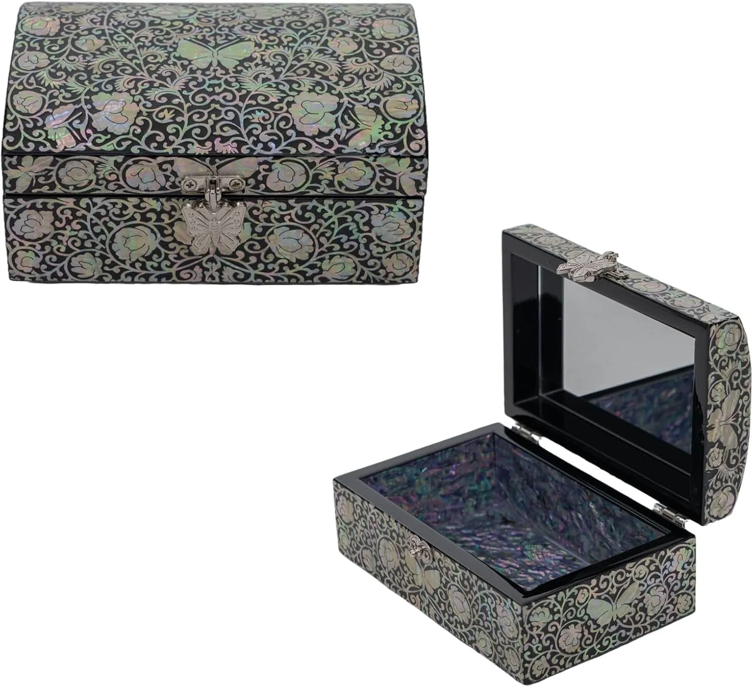 who have everything (Black-Butterfly) February Mountain Mother of Pearl authority plot cavern Box - Handmade Trinket Box Mother's day Wedding Anniversary Christmas Birthday Gifts for women 