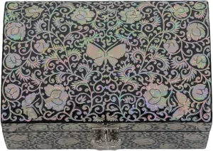 who have everything (Black-Butterfly) February Mountain Mother of Pearl authority plot cavern Box - Handmade Trinket Box Mother's day Wedding Anniversary Christmas Birthday Gifts for women 