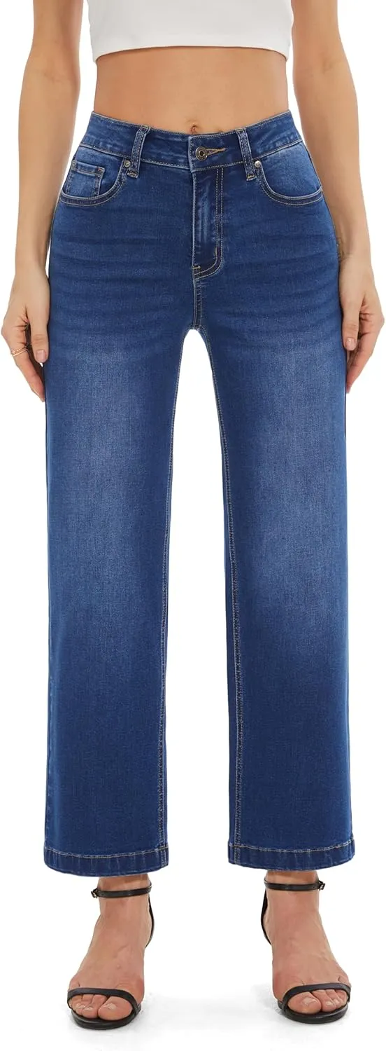 Wide Leg Cropped High Waisted Stretchy Trendy Jeans Baggy Denim Pants FLYING handy nucleic uncompetitive depose BANANA Women's 