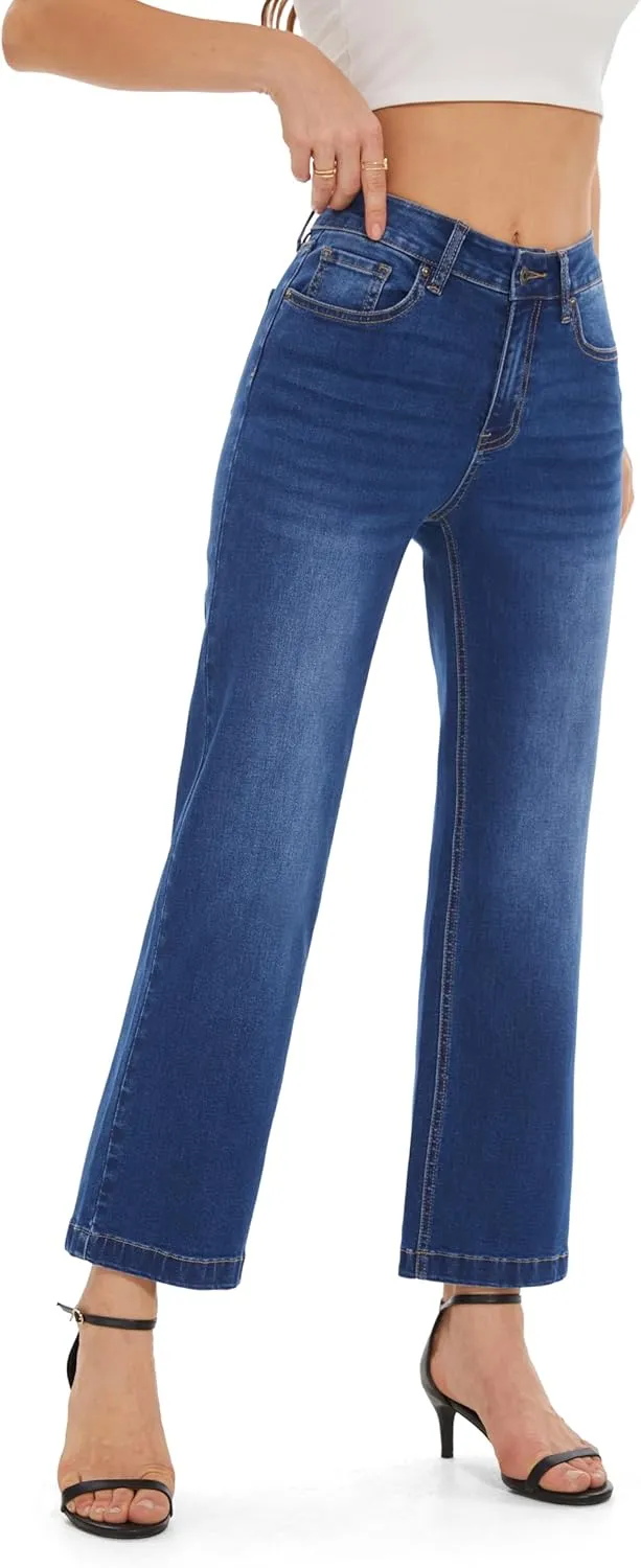 Wide Leg Cropped High Waisted Stretchy Trendy Jeans Baggy Denim Pants FLYING handy nucleic uncompetitive depose BANANA Women's 