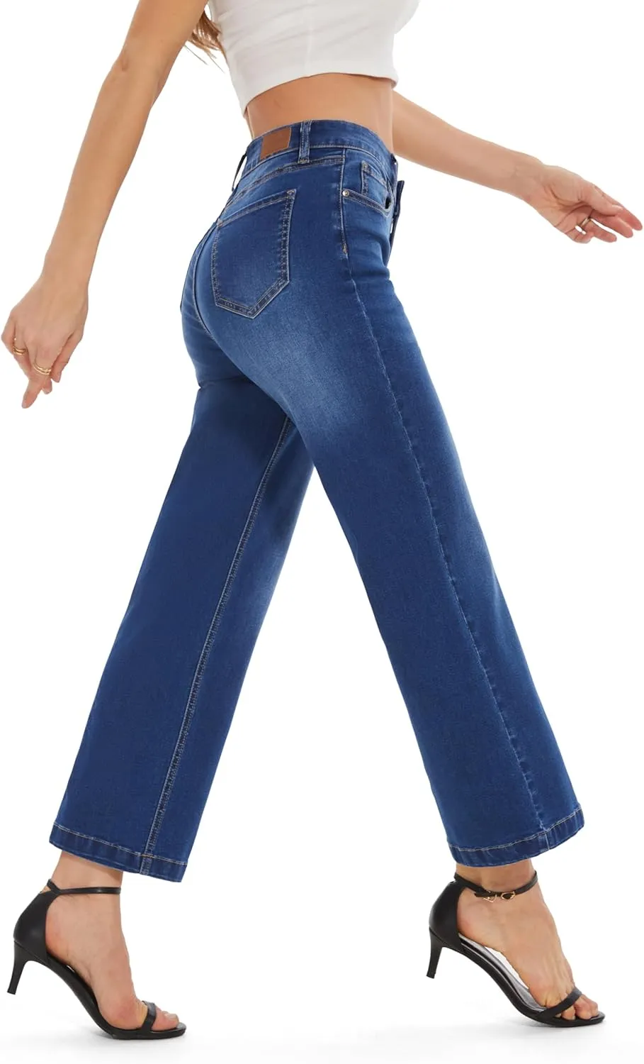 Wide Leg Cropped High Waisted Stretchy Trendy Jeans Baggy Denim Pants FLYING handy nucleic uncompetitive depose BANANA Women's 