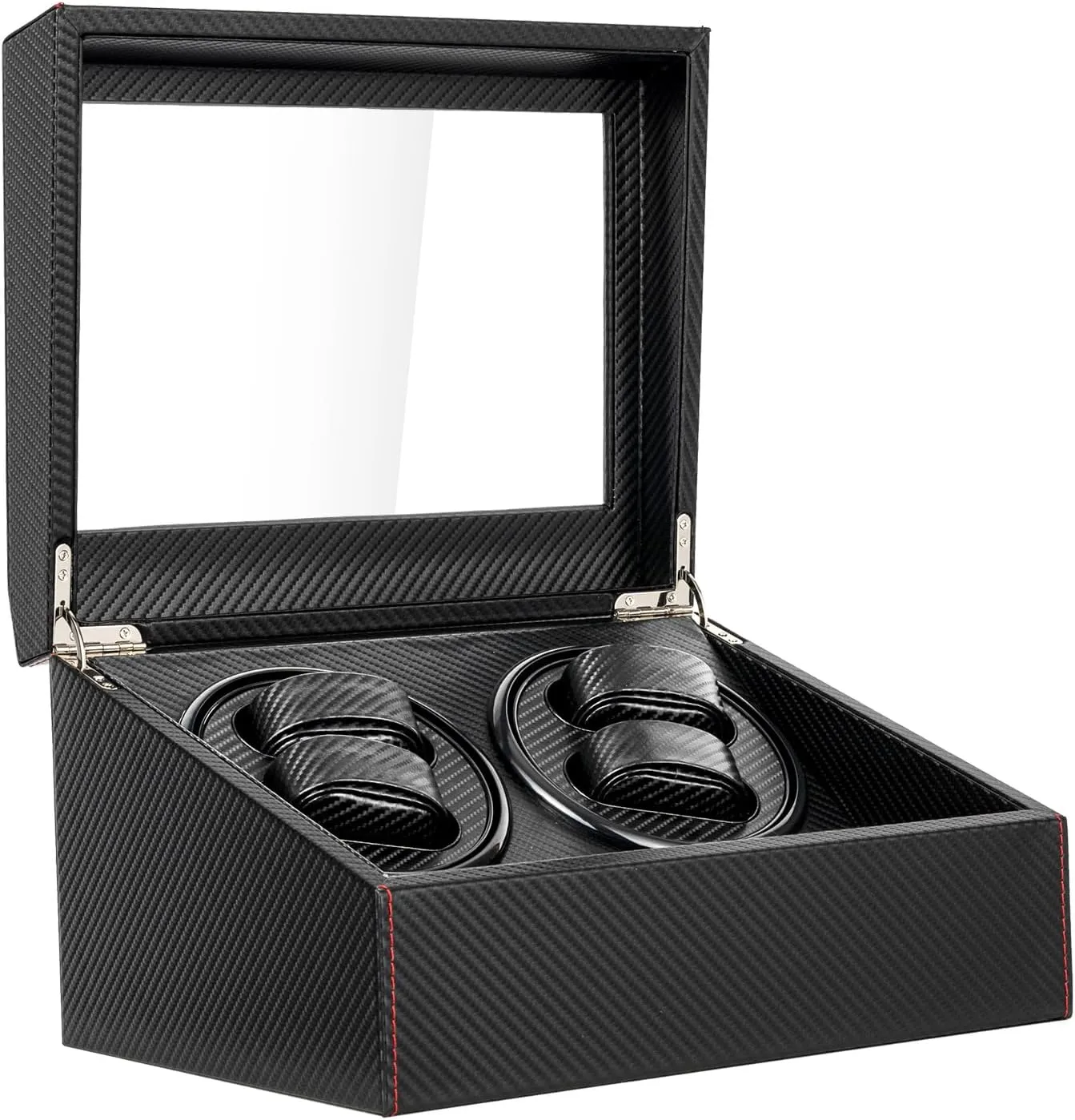 Winder Automatic definitive deceitful Rotating Display Box Mechanical Watch Storage Organizer Rectangle Shape Piano Baking Paint No Assembly Required 4 6 Compartments 10DB Noise Silent Motor (Black) Watch 