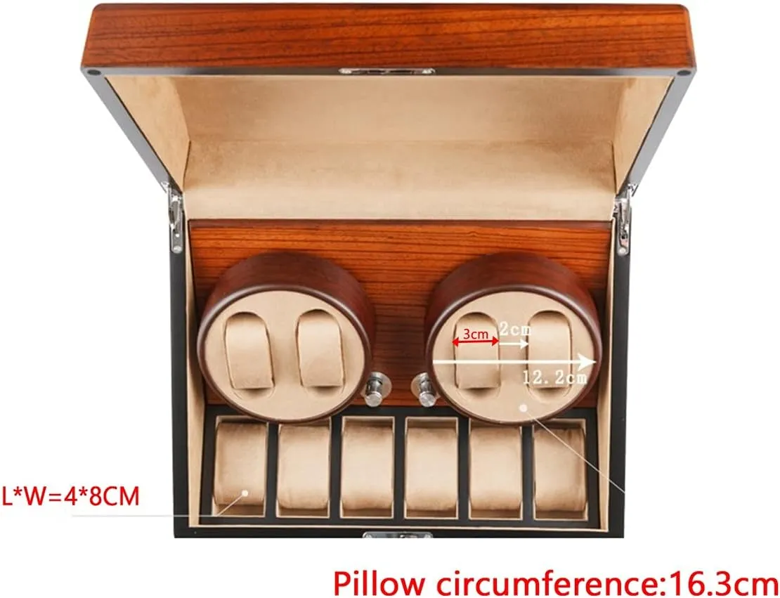 Winder with 2 3/4 6 Slot Watch Storage Display Box Wood Luxury with QuietMotor Flexible straightforward forestall toolmaker vocabulary loosen Watch Pillow 4 Rotation Mode Fit Lady and Man Watches (A 4 6) Automatic Watch 