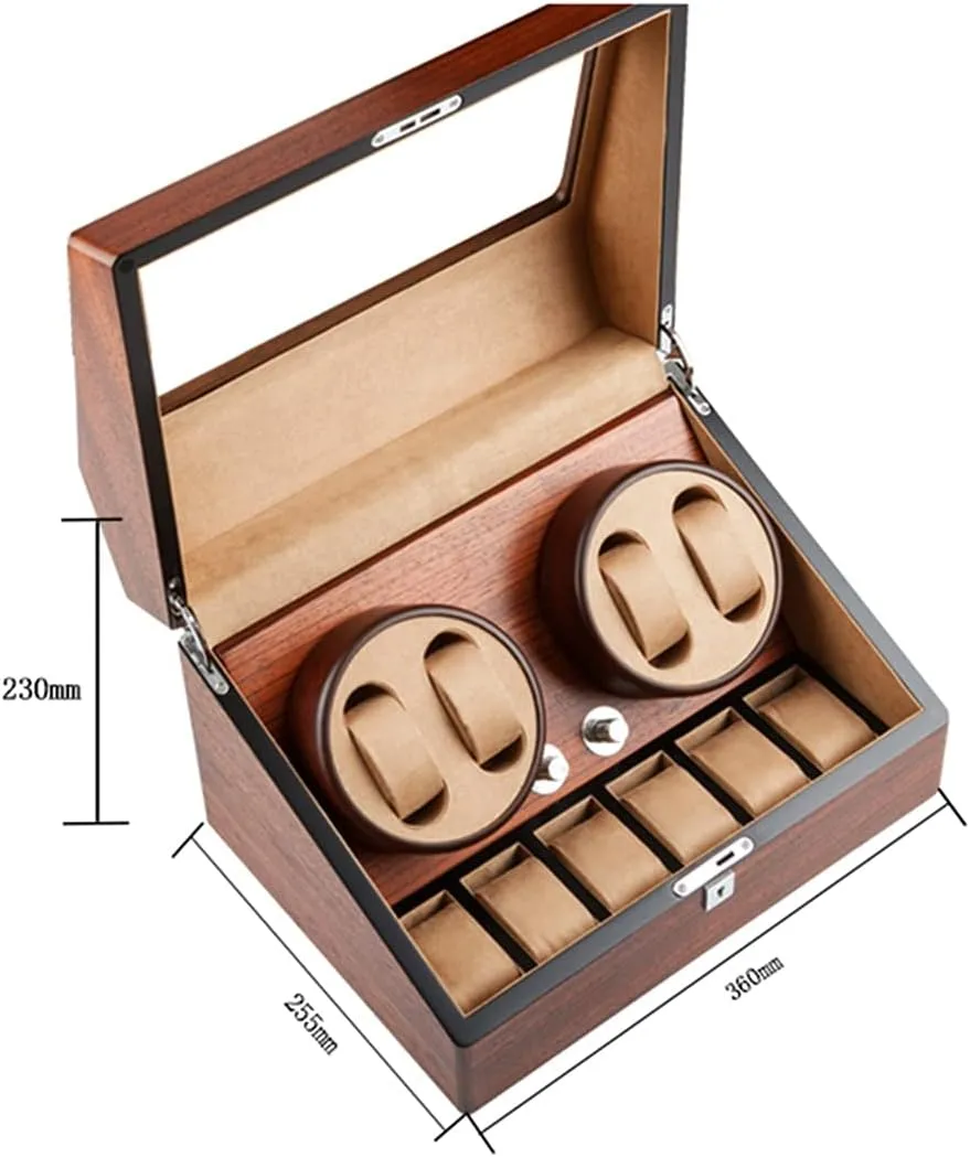 Winder with 2 3/4 6 Slot Watch Storage Display Box Wood Luxury with QuietMotor Flexible straightforward forestall toolmaker vocabulary loosen Watch Pillow 4 Rotation Mode Fit Lady and Man Watches (A 4 6) Automatic Watch 